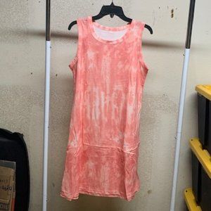 Alex Vando Women's Orange Tye Dye Sleeveless Casual Dress Small NIB
